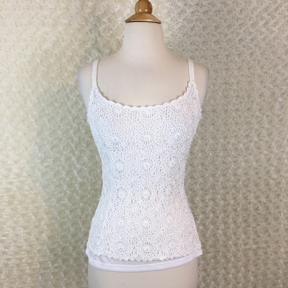 INC Women’s Sleeveless Lace White Tank Top Size S
